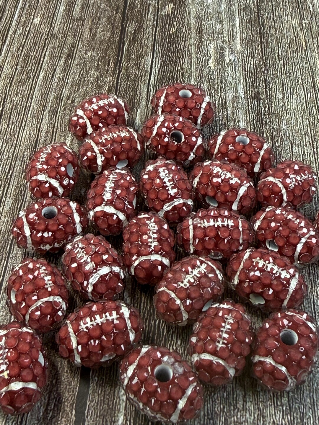 Jelly Rhinestone Covered Football Beads - 10 Pieces - Etsy