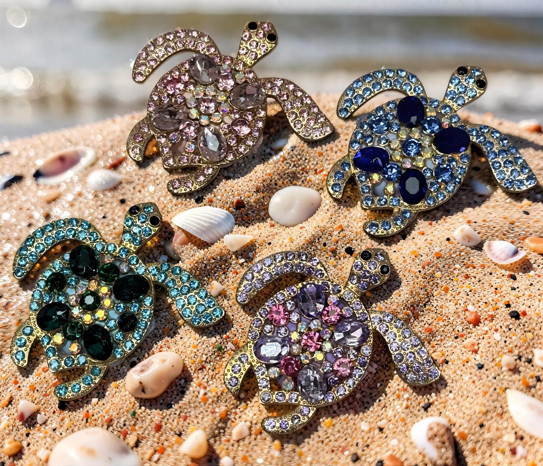 Turtle Shell Bling Gold Tone Rhinestone Sea Turtle Fancy Beads - Etsy