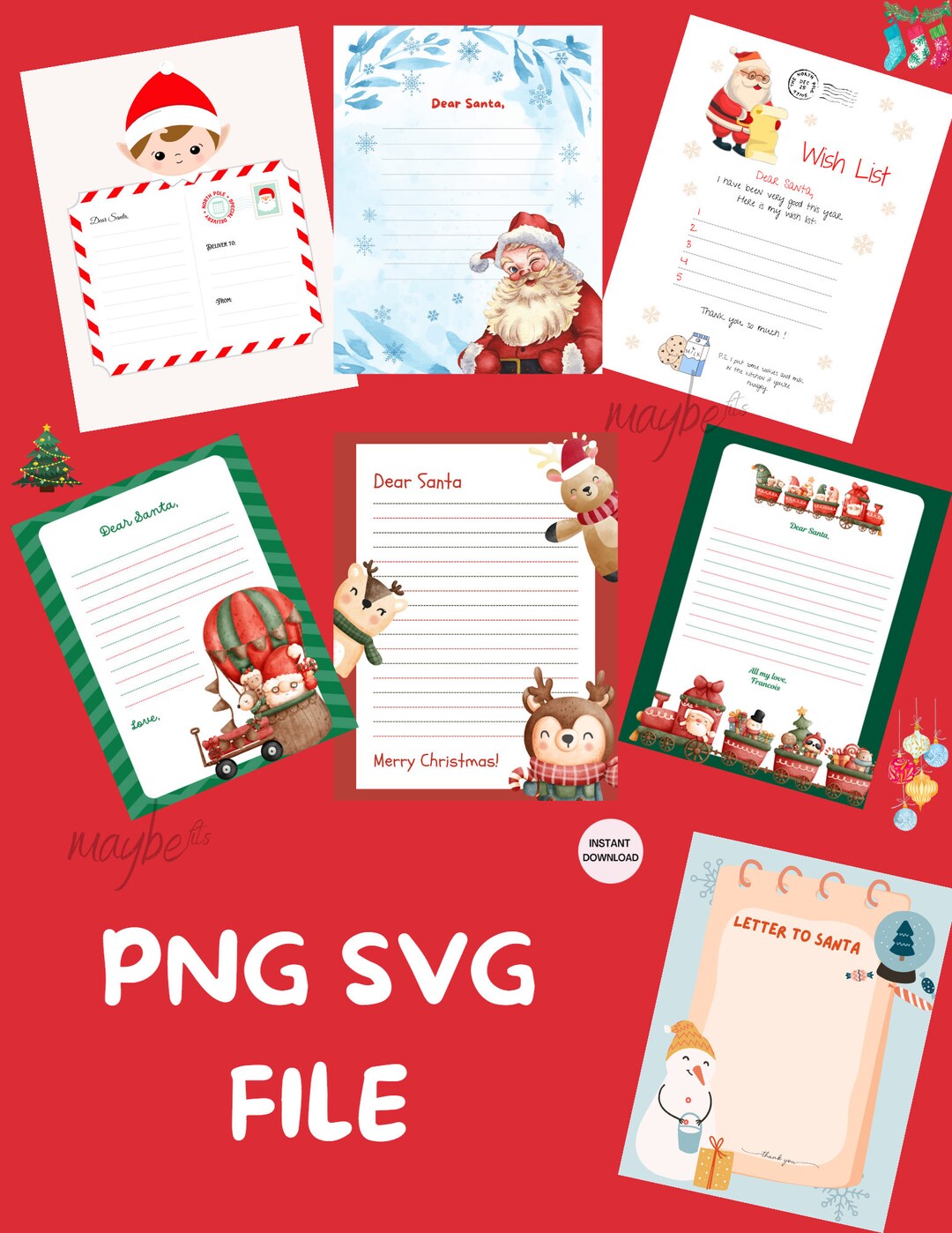 Letter to Santa Kids Christmas Wish List Dear Santa Wish List Easy to ...
