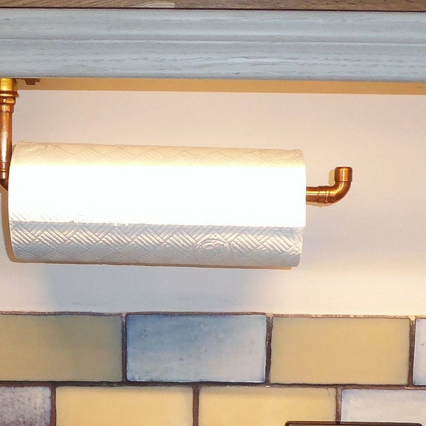 Copper Kitchen roll holder with chrome / brass fittings