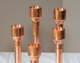 Candelabro de cobre portavelas rústico hecho en Escocia / Seguro y estable