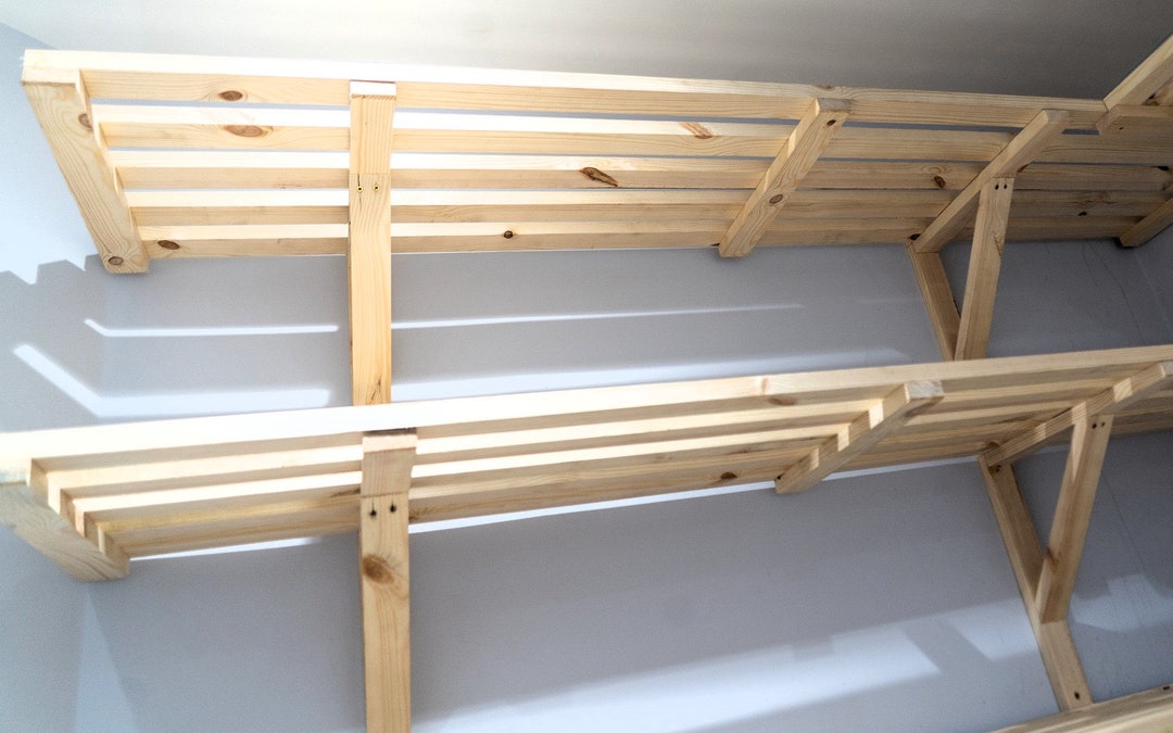 Wooden Slatted Shelf 900x210mm – Airing Cupboard Storage, Red Pine Wood ...