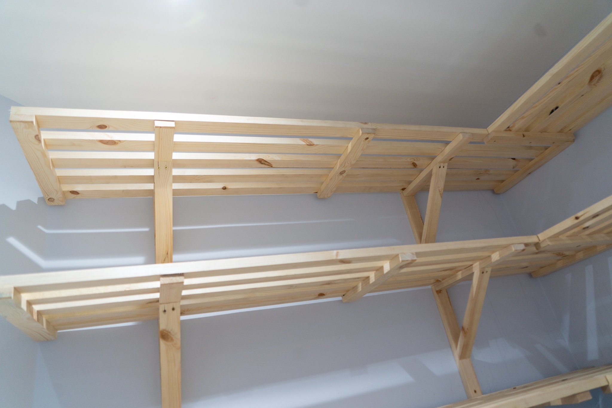 Wooden Slatted Shelf Shelving Made to Measure With Brackets Etsy UK