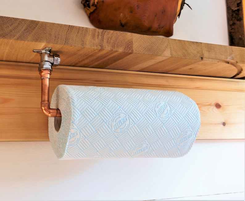 Copper Kitchen roll holder with chrome / brass fittings Etsy
