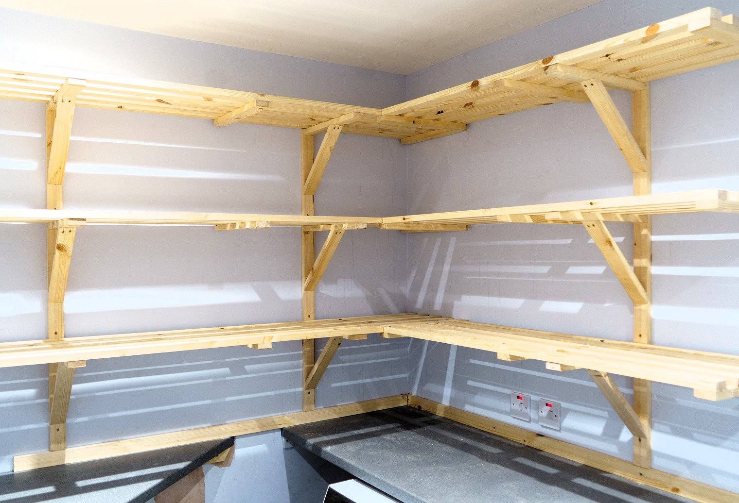 Wooden slatted shelves for airing cupboard outlet