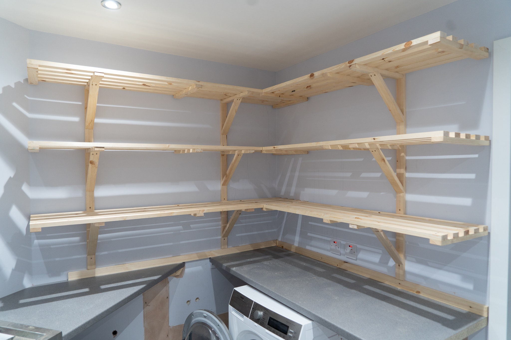 Wooden slatted shelf shelving Made to Measure with brackets Etsy