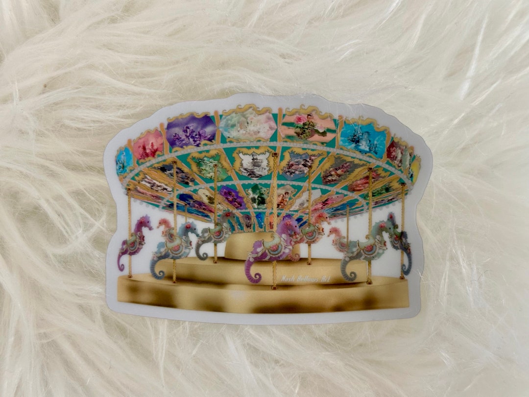 Carousel Ride Vinyl Sticker Holographic Seahorses Horse Art - Etsy