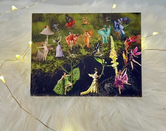 Vintage Fairy Flapper Photo Collage Blank Greeting Card Birthday Holiday Greeting Card