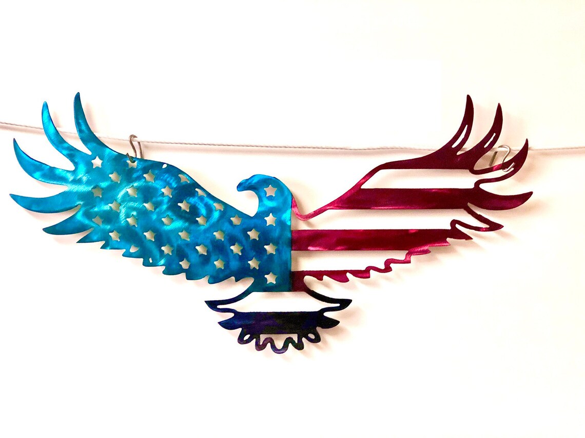 Metal American Eagle Wall Hanging Etsy