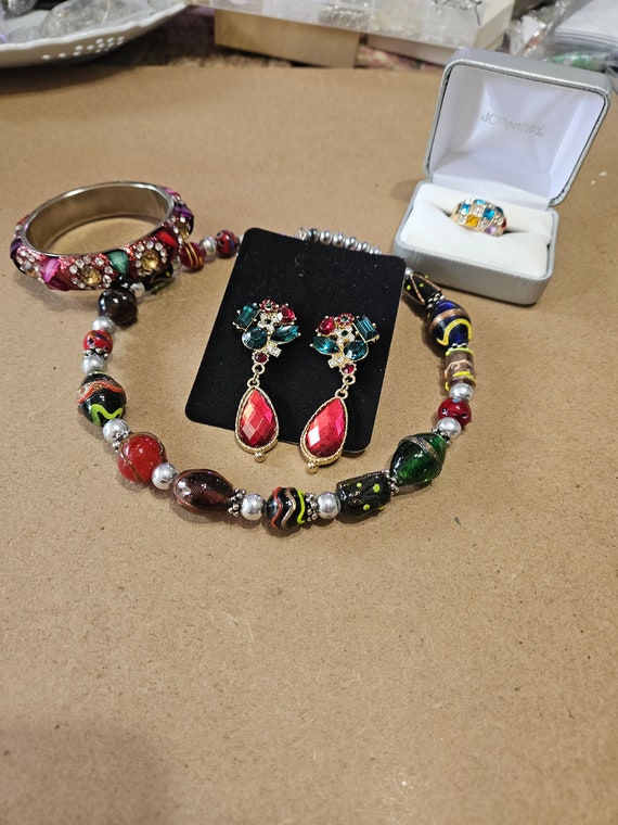 fantastic  beaded wrap necklace rainbow jewelry lo