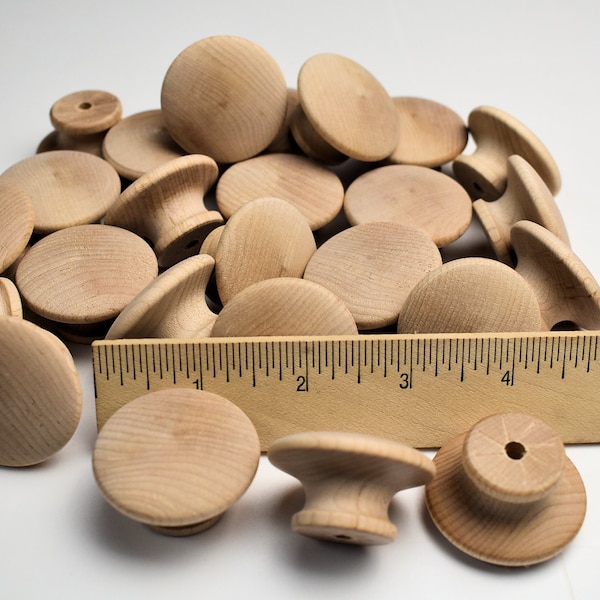 1-1/2" Maple Wood End Grain Knobs / Draw Pulls - Unfinished - Set of 10, 25 and 50