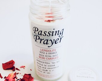 Memorial Candle: Passing Prayer- Ritual Candle- Metaphysical- Healing Candle- Spiritual Candle- Candle Gift- Crystal Candle- Boutique Gift