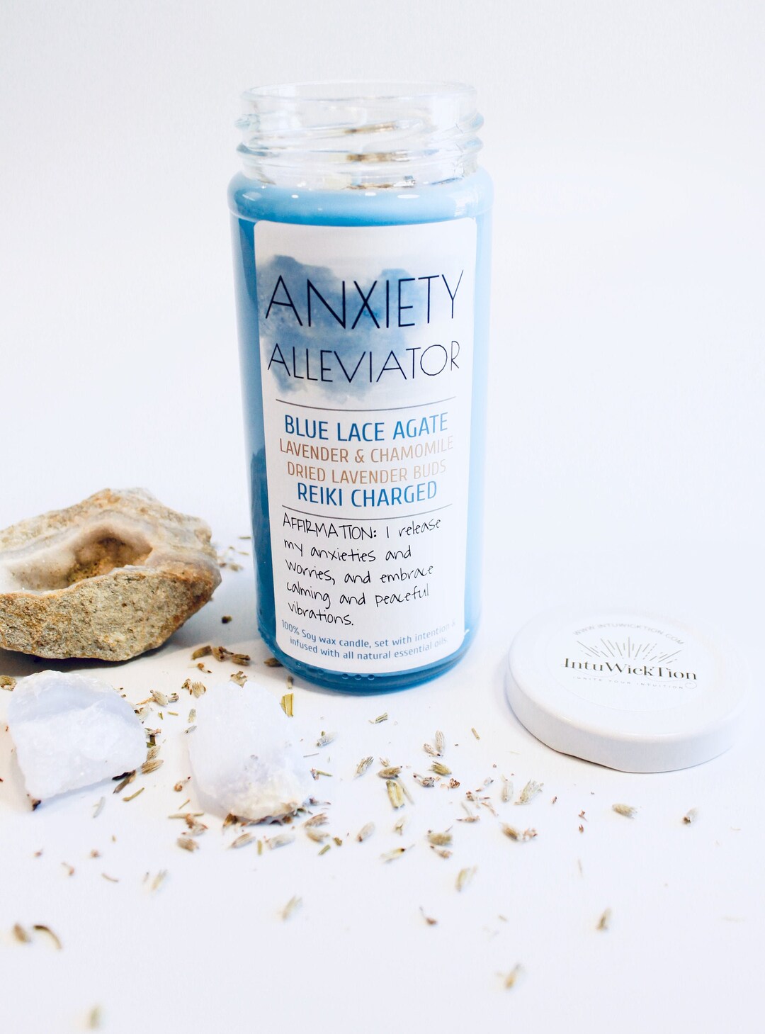 Crystal Candle Anxiety Alleviator Healing Candle Etsy