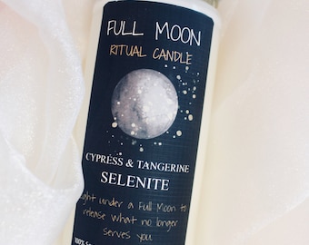 Ritual Candle-Full Moon Ritual Candle - Metaphysical Candle- Candle Gift- Spiritual Candle- Selenite Candle