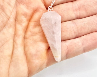 Rose Quartz Pendulum- Metaphyical Gift- Crystal Pendulum- Love- Stocking Stuffer