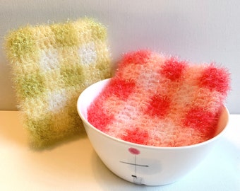 Checkered Pattern | Korean Crocheted Dish Scrubby | Handmade Kitchen Cloth | Reusable Sponge Alternative | Eco-Friendly | Gift | Party Favor
