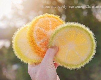 Fruits Shape | Korean Crocheted Dish Scrubby | Handmade Kitchen Cloth | Reusable Sponge Alternative | Eco-Friendly | Gift | Party Favor