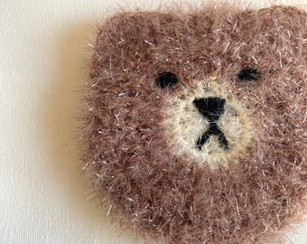 Brown Bear Crocheted  Dish Scrubby | Handmade Kitchen Cloth | Reusable Sponge Alternative | Eco-Friendly | Gift | Favor