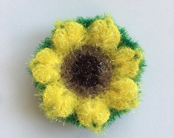 Sunflower Shape | Korean Crocheted Dish Scrubby | Handmade Kitchen Cloth | Reusable Sponge Alternative | Eco-Friendly | Gift | Party Favor