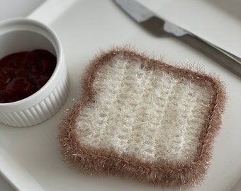 Toast Shape | Korean Crocheted Dish Scrubby | Handmade Kitchen Cloth | Reusable Sponge Alternative | Eco-Friendly | Gift | Party Favor