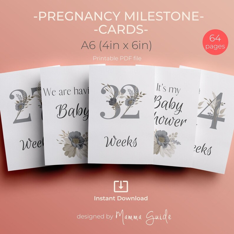 Pregnancy Milestone Cards Printable Pregnancy Milestone Cards Instant Download A6 - Etsy