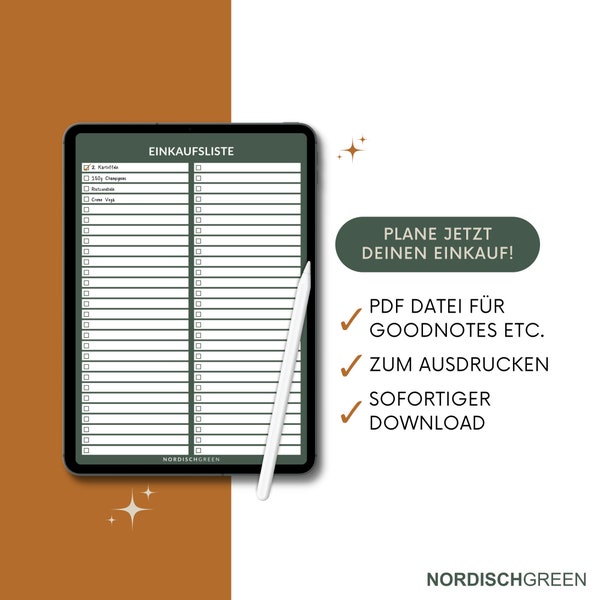 Digitale Einkaufsliste | Shopping List zum ausdrucken oder für GoodNotes