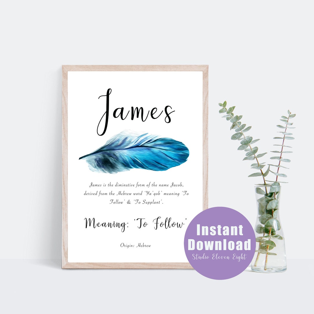 James First Name Meaning Art Print-any Name Meaning Art 