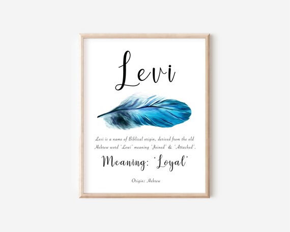 Levi Name Meaning Digital Print Blue Feather Levi Name - Etsy