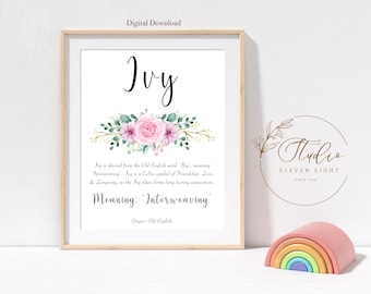 Efeu Name Bedeutung Print - Botanische Wandkunst - Treue & Stark Poster -  Baby Mdchen Kinderzimmer Dekor - Natur-Themen Name Geschenk - Geburtstage  Efeu - Etsy.de