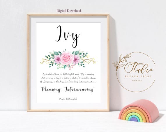 Efeu Name Bedeutung Print: Mdchen personalisierte rosa Blumen Kinderzimmer  Printable (digitaler Download) - Etsy.de