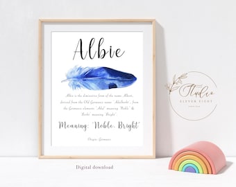Custom boy Name Meaning Print: Personalised, made-to-order Name Printable (Digital download)