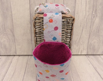 Armchair Wool Holder for Crochet or Knitting Thread Catcher Scrap Caddy with Tibetan Silver Charms