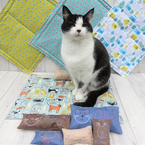 Padded Cat Crinkle Cushion Mat - Lots of Fabrics - Free Personalisation Option.