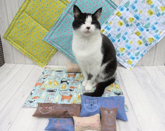 Padded Cat Crinkle Cushion Mat - Lots of Fabrics - Free Personalisation Option.