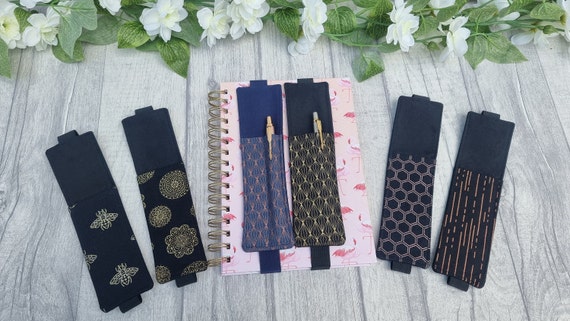 Black & Gold/Rose Gold, Navy and Rose Gold or Leopard Print Pen Holder and Bookmark for Notebook or Journal A5 and A4 size.