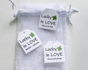 Lucky in Love Tags, Lucky in Love Taschen und Tags, St. Patrick's Day Hochzeitsbevorzugungen, Lucky in Love Gefälligkeiten, Lucky in Love Brautdusche Tag