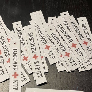 TAGS ONLY, Hangover Kit Tags, Hangover Kit Tags for Bags, Recovery Kit Tags, Hangover Favor Tags, Cut Tags, Ready to Use Hangover Tags