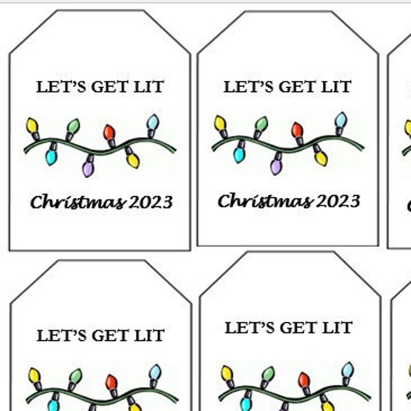 TAGS ONLY, Christmas Tags, Personalized Christmas Party Tags, Let's Get Lit Tags, Christmas Wedding Tags, Christmas Party Favor Tags