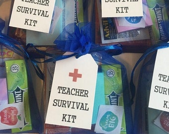 ASSEMBLED Teacher Survival Kit, Teacher Appreciation Gift, Teacher Survival Bag, Teacher Survival Kit, Student Favor Bags, School Survival