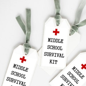 DOWNLOADABLE Middle School Survival Kit Tags, Middle School Tags, School Survival Kit Tags, Printable Back to School Tags, INSTANT DOWNLOAD