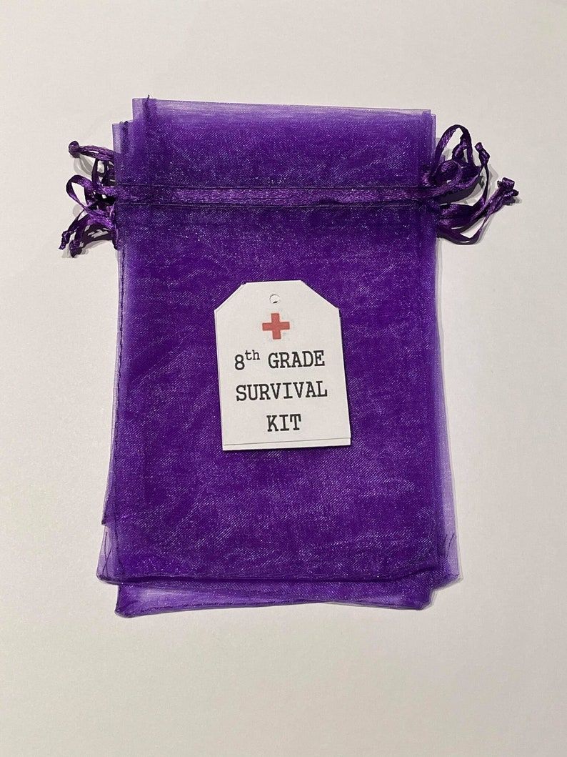 8th Grade Survival Kit Bags and Tags School Organza Bag Etsy