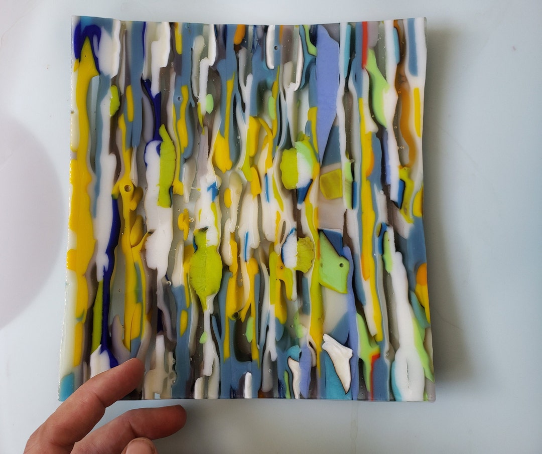 Small Multicolor Handmade Glass Serving Plate Etsy