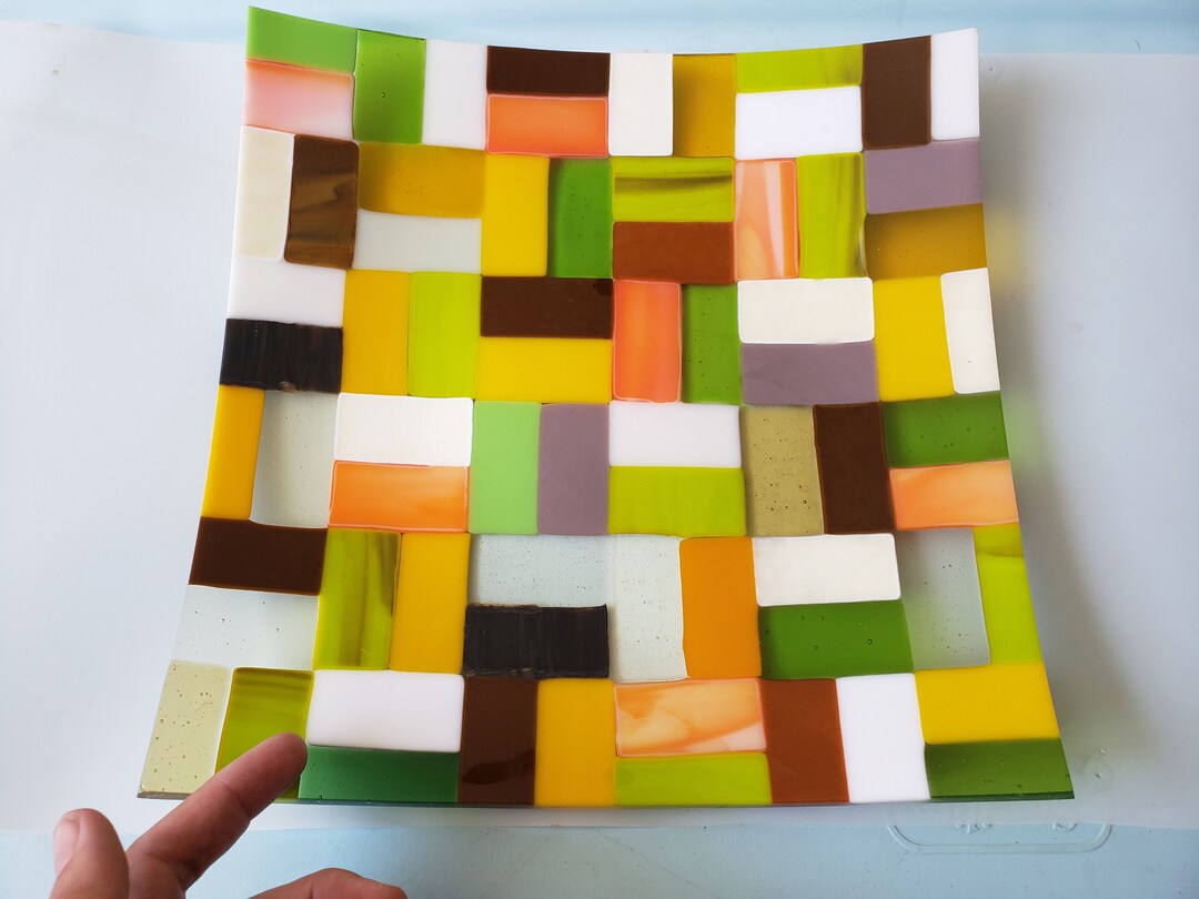 Large Multicolor Handmade Glass Serving Plate Etsy UK