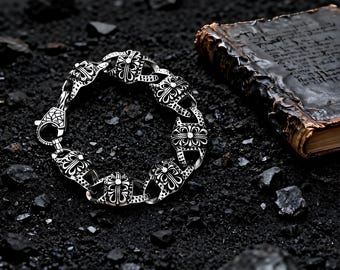 Retro Harley Rider Bracelet / Heavy-Duty Men's Bracelet / Gothic Punk Style Jewelry