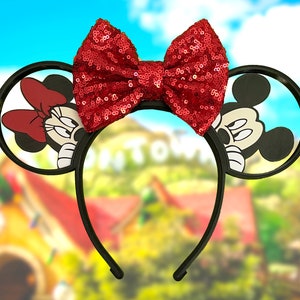 Interchangeable Peeking Mickey & Minnie Ears, Disney Ears, Mickey Ears, Minnie Ears, Mouse Ears
