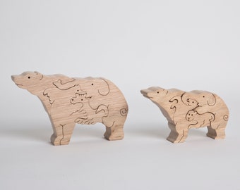 Wood Animal Puzzle | Walnut Wood | Educational Toy | Toys For Children | Animal Shapes | Home Decor | Birthday Gift | Baby Shower | Children