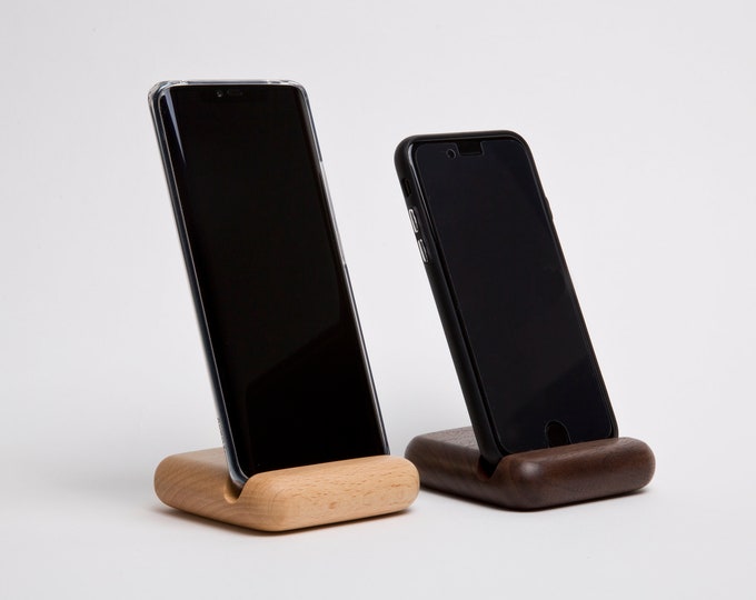 Wood Phone Holder | Walnut | Beech | Phone Stand | Phone Accessories | Minimalist Design | Organic Handmade | Home Decor | Birthday Gift |