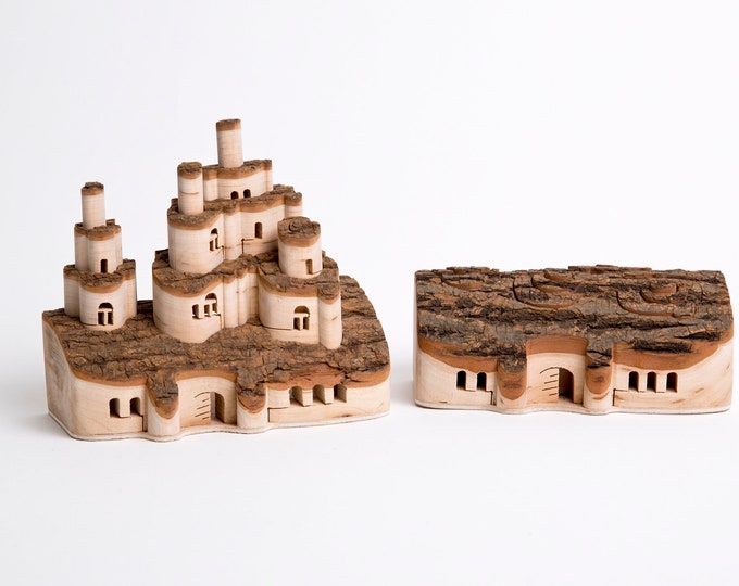 Pop-Up Blockhaus aus Holz | Holz Burg Spielzeug | Bio handgefertigt | Weidenholz | Lernspielzeug | Geburtstag, Jubiläum, Überraschungsgeschenkidee