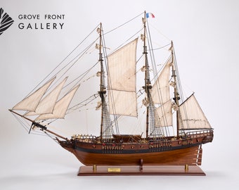 Confiance 1799 | Handmade | Ship Model | Tall Ship | Teak Wood | Brass Accents | Historic | Home Decor | Novelty | Gift Ideas | Housewarming