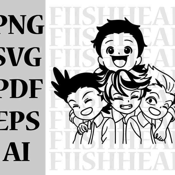 The Promised Neverland SVG, 約束のネバーランド, Emma, Phil, Lannion, Thoma SVG PNG
